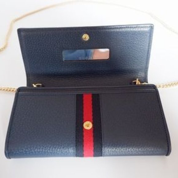 Gucci Ophidia Leather Continental Wallet On Chain in Blue - Picture 5 of 6